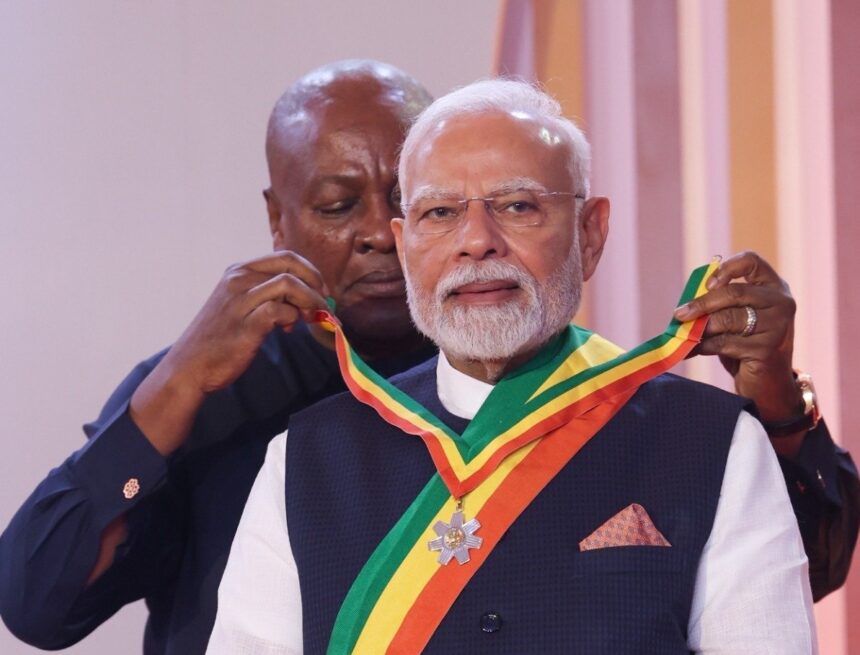 પ્રધાનમંત્રી મોદીને ઘાનાએ આપ્યું ‘રાષ્ટ્રીય સન્માન’, બંને દેશો વચ્ચે 4 કરાર અંગે સમજૂતી