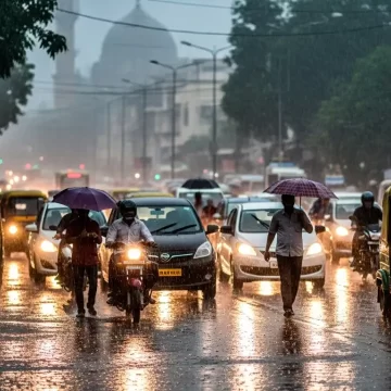 અમદાવાદમાં ગાજવીજ સાથે વરસાદ: SG હાઈવે પર ટ્રાફિક જામ