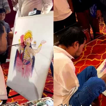 ઉધનામાં દિવ્યાંગ કલાકારનો ચમત્કાર: મોઢા અને પગથી તૈયાર કરેલ શ્રી ગણેશજીનું પેઈન્ટિંગ